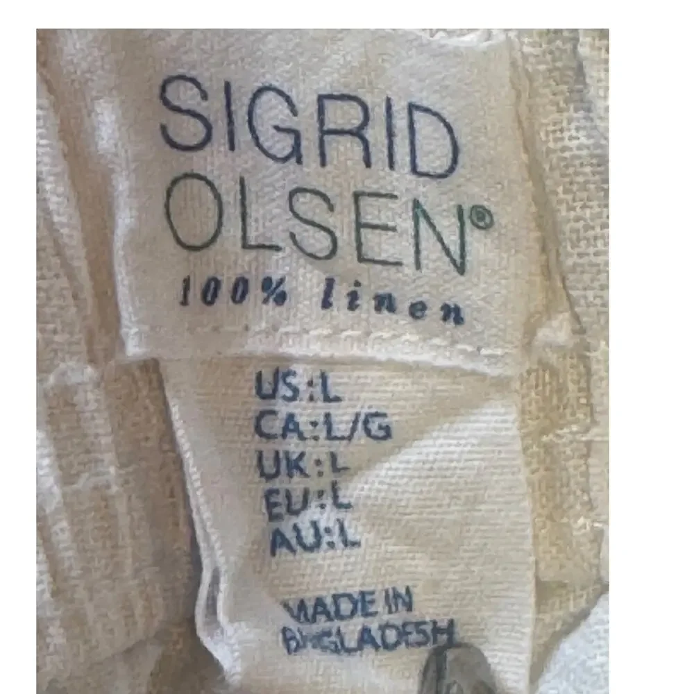 Sigrid Olsen White Linen Pull On Pants Elastic Waist Coastal Large Relaxed - Picture 6 of 8